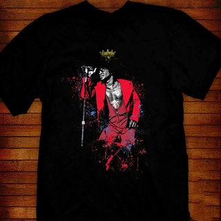 เสื้อยืดวงดนตรีเสื้อยืดแขนสั้น คอกลม ผ้าฝ้าย พิมพ์ลาย James Brown King James Music แฟชั่นสําหรับผู้ชายall size