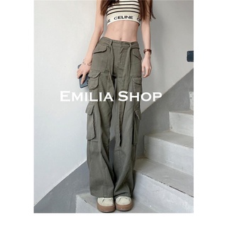 EMILIA SHOP กางเกงขายาว กางเกงเอวสูง กางเกงขายาวผู้หญิง 2022 ใหม่ ES220051