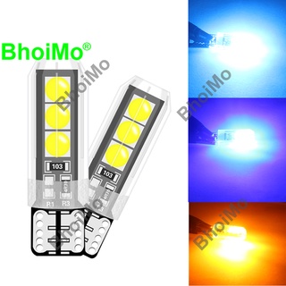 Bhoimo หลอดไฟ Led T10 6Smd 3030 สําหรับติดป้ายทะเบียนรถยนต์รถจักรยานยนต์สีเหลืองอําพันสีแดงสีเหลืองอําพัน Dc12V