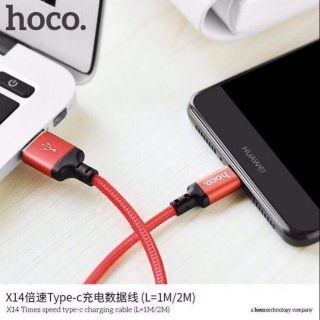 สายmicroยาว1เมตร หัวMicro Usb Hoco รุ่น X14  ผลิตจากวัสดุอย่างดี ชาร์จไฟเข้าเร็ว สายเชือกถักแข็งแรงทนทาน