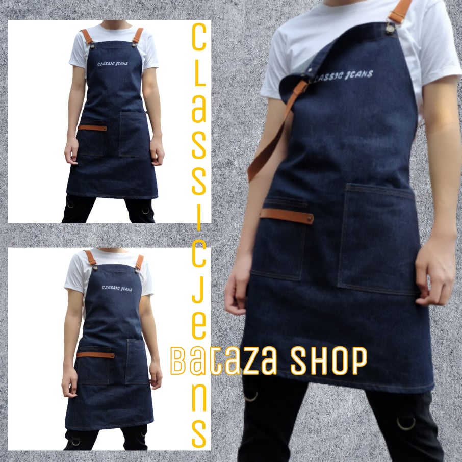 ผ้ากันเปื้อน-apron-เอี้ยม-ทำอาหาร-ผ้ากันเปื้อน-ร้านกาแฟ-สายไขว้หลัง-สายปรับได้-มีทั้งสกีนและไม่สกีนพร้อมส่ง