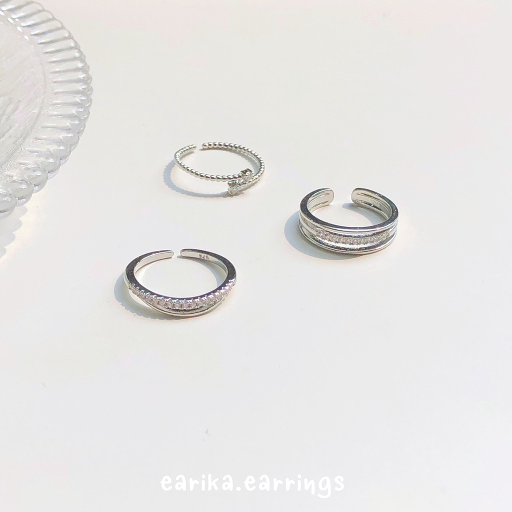 ภาพหน้าปกสินค้าearika.earrings - gem ring แหวนเพชรเงินแท้สไตล์เกาหลี (มีให้เลือก 3 แบบ) (ราคาต่อวง) ฟรีไซส์ปรับขนาดได้