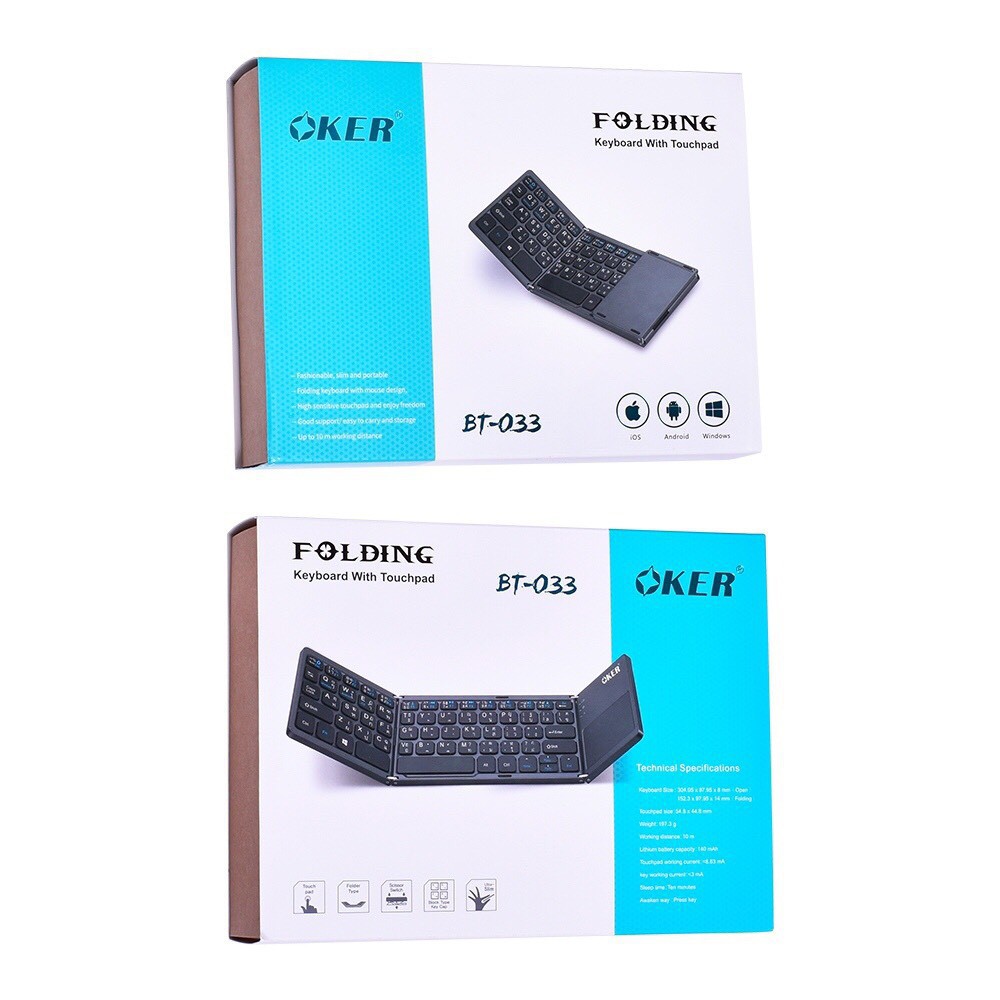 Keyboard Bluetoothพับได้ /คีย์บอร์ดบลูทูธพับได้ มีTouch Pad ในตัว ใช้ ...