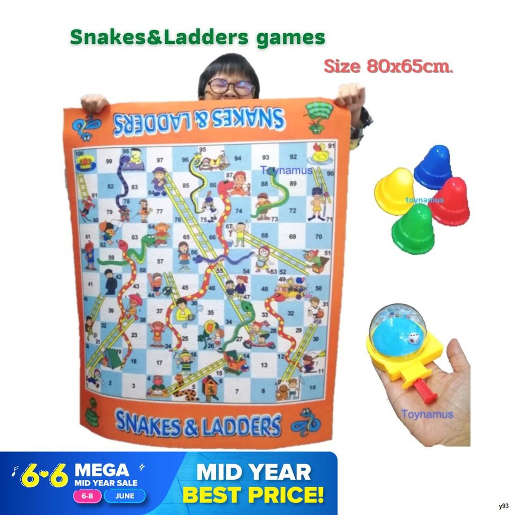 Snakes&Ladders games เกมส์บันไดงูขนาดใหญ่ size 80x65cm. พร้อมที่ดีด ...
