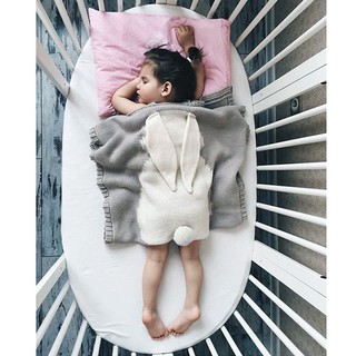 ผ้าห่มเด็กอ่อนปลอบประโลมใจนอนหลับนอนปกการ์ตูนหูกระต่ายเด็กสาวถักผ้าห่ม