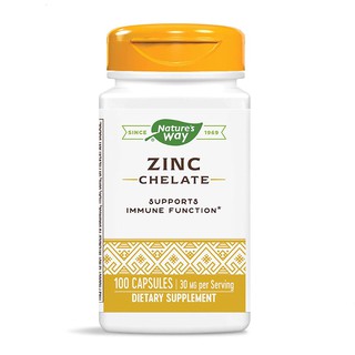 (EXP 29/02/2024) Natures Way Zinc Chelate 30 mg 100 capsules ซิงค์คีเลต ลดหน้ามัน
