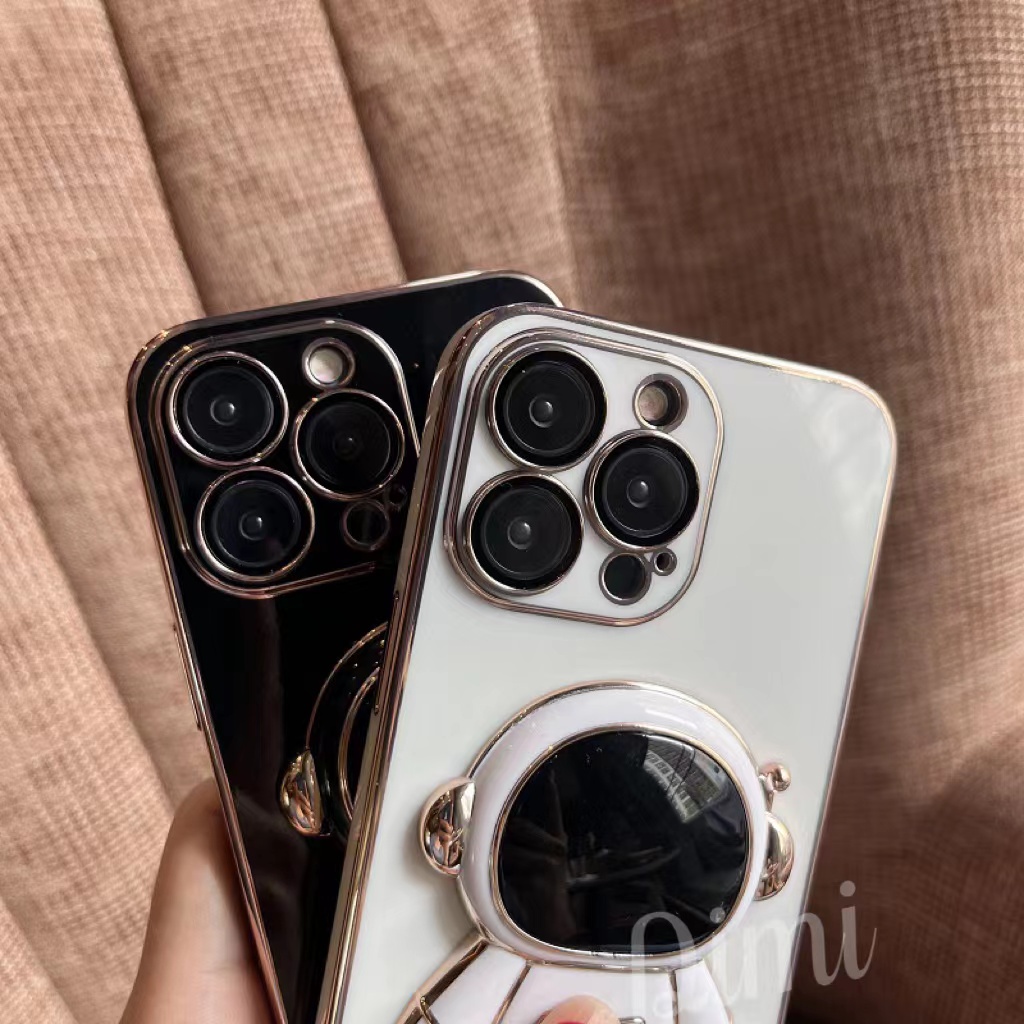 เคสกันกล้อง-ขอบทอง-พร้อมขาตั้งอวกาศ-สำหรับ-ไอโฟน-7plus-8plus-11-12-12pro-12promax-13-13pro-13promax-ไอโฟน11-13-pro-max