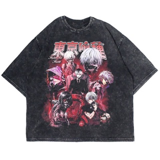 เสื้อยืดผ้าฝ้ายพิมพ์ลาย เสื้อยืดแขนสั้น พิมพ์ลาย Tokyo GHOUL KANEKI KEN WASHING VINTAGE สําหรับผู้ชาย S-5XL