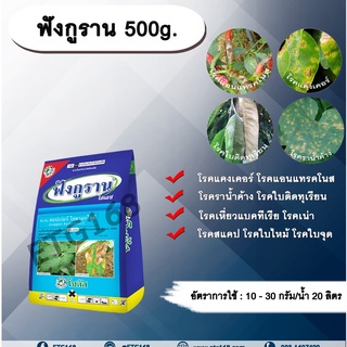 ฟังกูราน 500g. คอปเปอร์ไฮดรอกไซด์ สารกำจัดเชื้อรา สารกำจัดแบคทีเรีย โรคแคงเคอร์ โรคแอนแทรคโนส โรคราน้ำค้าง