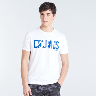 HH DAVIE JONES เสื้อยืดพิมพ์ลายโลโก้ สีขาว Logo Print T-Shirt in white TB0153WH เสื้อยืดผ้าฝ้าย