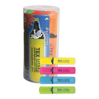 เท็กซ์ ปากกาเน้นข้อความ รุ่น 232 แพ็ค 6 ด้าม คละสี101337TEX Highlighter Pen #232 6 Pcs/Pack