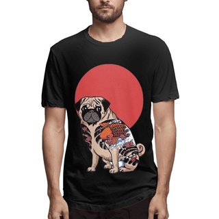 【🔥🔥】เสื้อยืด พิมพ์ลายการ์ตูนสัตว์ Yakuza Pug สีกากี สําหรับผู้ชาย