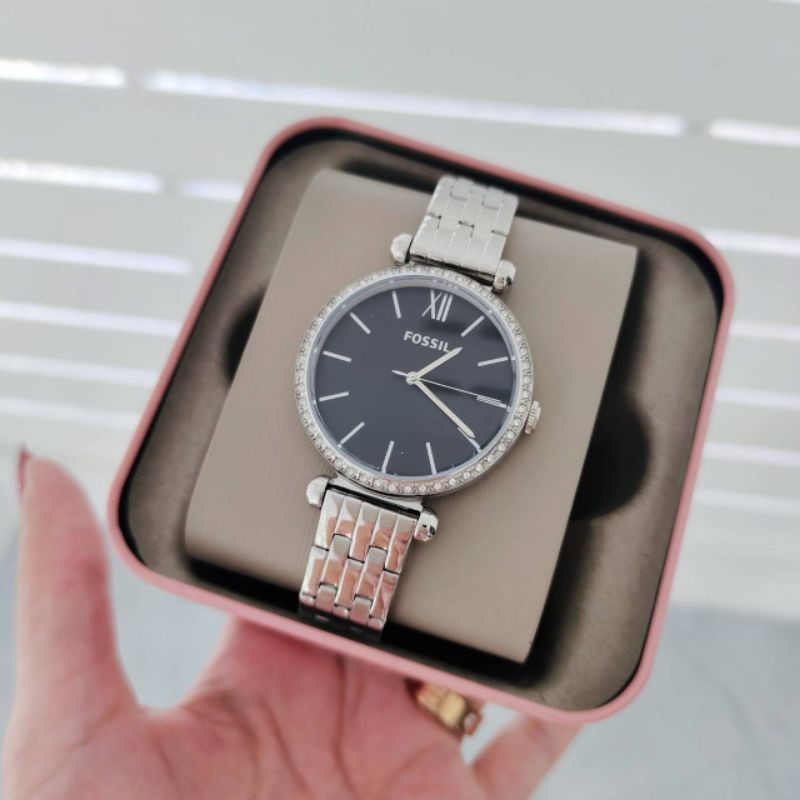 ส่งฟรี-นาฬิกาผู้หญิง-bq3496-ขนาด-36-mm-สีเงิน-ปัดดำ-fossil-womens-tillie-three-hand-stainless-steel-watch