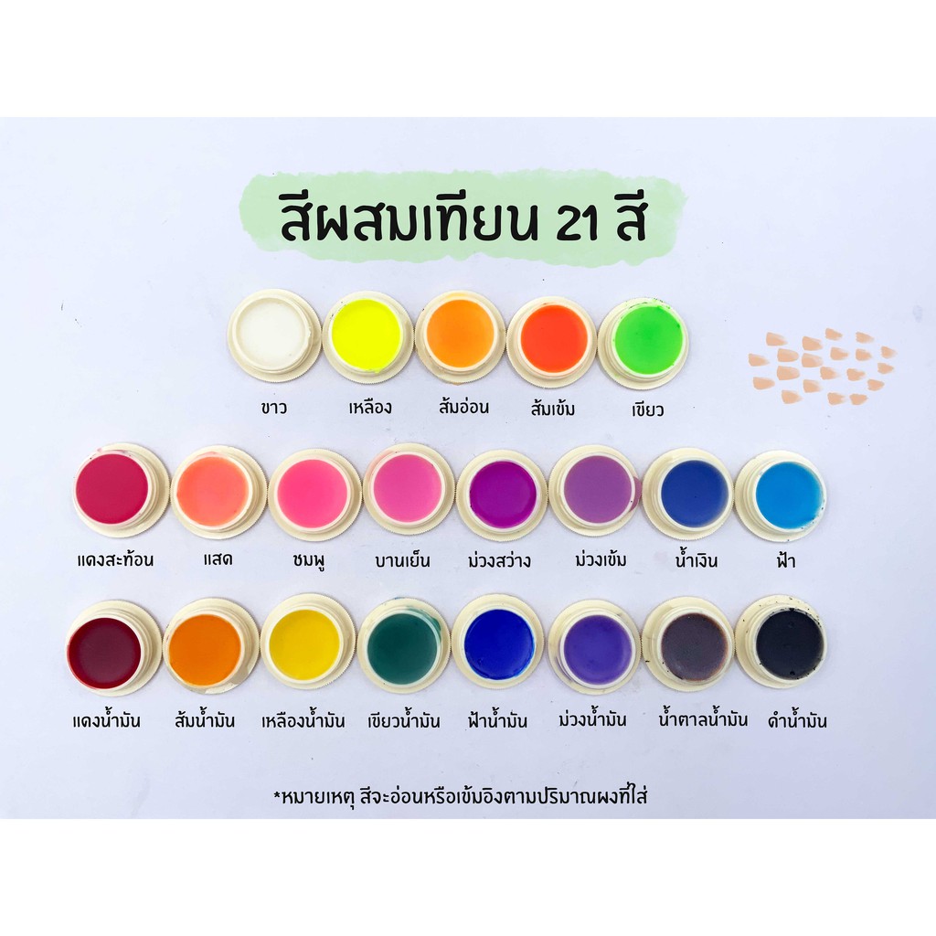 รูปภาพสินค้าแรกของสีผสมเทียน สีฝุ่นผสมเทียน ผงสีผสมเทียน ผงสีน้ำมันผสมเทียน 21 สี เม็ดสีคุณภาพสูง สีเข้ม คมชัด DIY สีทำเทียนหอม