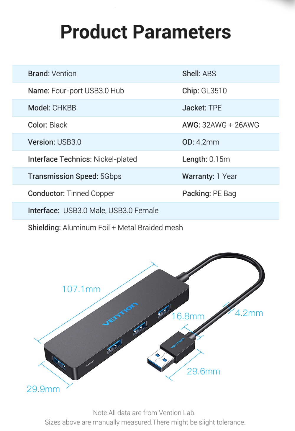 ลองดูภาพสินค้า Vention ฮับ USB 3.0 4 พอร์ต ความเร็วสูง สําหรับเครื่องพิมพ์ แล็ปท็อป PC CHK CHL