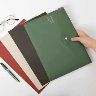 กระเป๋าแฟ้มใส่เอกสาร PVC ขนาดใหญ่ สีบรอนซ์ สไตล์เรโทร ขนาด A4 สุ่มสี สําหรับสํานักงาน โรงเรียน