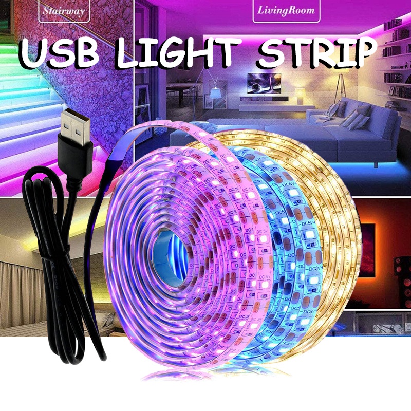 usb-สายไฟ-led-smd-2835-dc5v-แบบยืดหยุ่น-rgb-0-5-เมตร-1-เมตร-2-เมตร-3-เมตรสําหรับตกแต่งทีวี