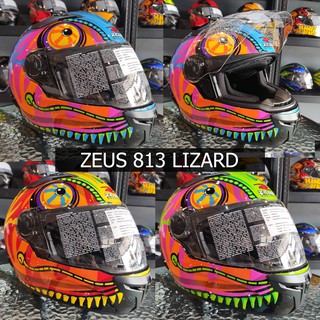 หมวกกันน็อค ZEUS ZS-813 ลาย LIZARD มีแว่น 2 ชั้น