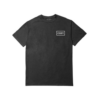 เสื้อยืดผ้าฝ้าย 100%TEAM COZY รุ่นCOZIER BOX TEE สีBLACK/WHITE  TCT1MD05-18  (แบรนด์ทีมโคซี่) เสื้อยืดคอกลม SEEKS-3XL