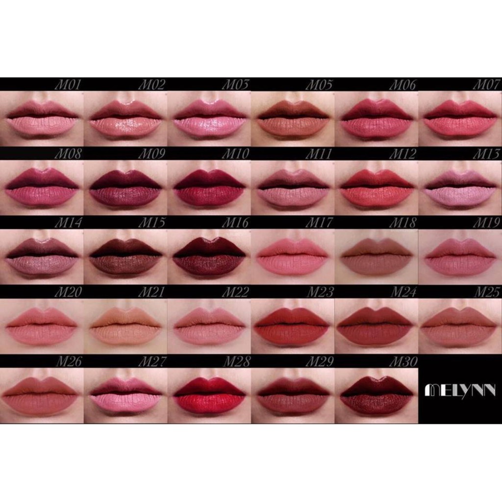 melynn-stunning-party-mattevelvet-lipstick-m28-ลิปสติกเนื้อแมท-ดีและถูก-ทาปากติดแน่นทนนาน