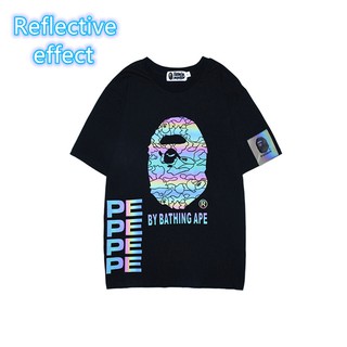 เสื้อยืด พิมพ์ลายพราง สะท้อนแสงเลเซอร์ Bape