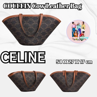 เซลีน  Celine  COUFFIN ขนาดกลาง XL พิมพ์โลโก้กระเป๋าหนังลูกวัว/กระเป๋าผู้หญิง/กระเป๋าสะพายข้าง