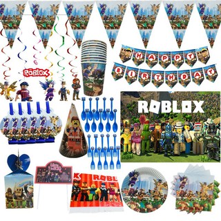 ชุดงานปาร์ตี้ ลายการ์ตูน Robux สำหรับตกแต่งงานปาร์ตี้