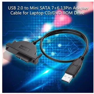 ใหม่ USB 2.0 MINI SATA II 7 + 6 13Pin อะแดปเตอร์สำหรับแล็ปท็อป CD/DVD ROM Slimline ไดรฟ์สายแปลงสกรูคงที่สไตล์ 1PCS