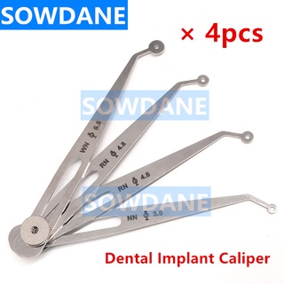 4 pieces Dental Implant Caliper Adjustable Positioning Planning Ruler Interdental Measuring Rulers Implant Diagnosis Rul