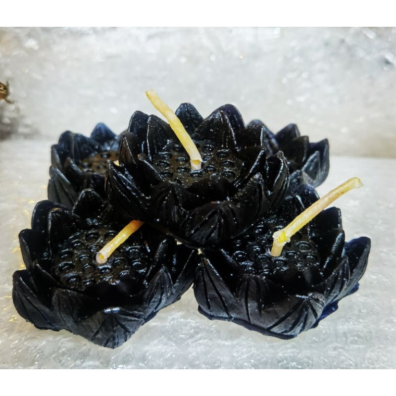 เทียนหอมดอกบัวลอยน้ำสีดำ-ขนาด-ศูนย์กลาง-5cm