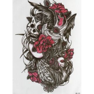 Tattoo แผ่นใหญ่ หัวกระโหลก Skull แท็ททู สติกเกอร์