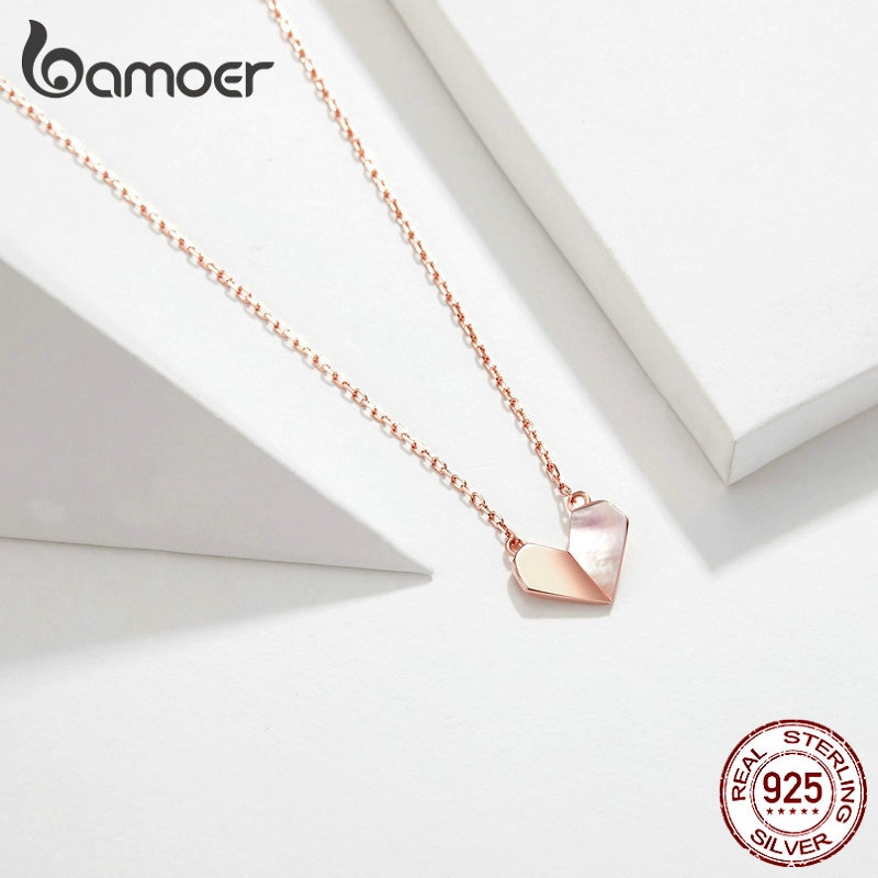 bamoer-สร้อยคอรูปหัวใจสำหรับผู้หญิงเงิน-925-โซ่สั้นกุหลาบสีทอง-scn330