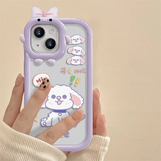 เคสโทรศัพท์มือถือ แบบนิ่ม ลายลูกสุนัขน่ารัก สีม่วง สําหรับ IPhone 13 12 11 Pro Max SE 2020 X Xr Xs Max 8 7 Plus