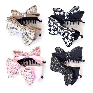 โบว์ติดผม BunnyBow งานแฮนด์เมด ผ้า Tweed โบว์คููู่ กิ๊บกล้วยแฟชั่น กิ๊บติดผม เกรดพรีเมียม พร้อมส่ง