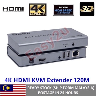 4k HDMI KVM Extender USB เมาส์ / คีย์บอร์ดขยาย 120 เมตร โดย Cat / RJ45 / LAN / UTP สายเครือข่าย, IR ควบคุม, TX / RX 3.5 มม. เสียง