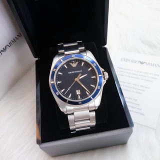 นาฬิกา Emporio Armani Mens Sport Blue Dial Stainless Steel Watch AR11100
