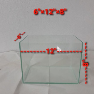 เหลี่ยมปลากัด 6"×12"×8" กระจก 3 มม.