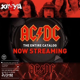 เสื้อยืดผู้ชาย Retro rock เฮฟวีเมทัลวงดนตรี ACDC รอบเสื้อยืดชาย ins แนวโน้มป่าชายแขนสั้นเสื้อยืดแนวโน้มสุทธิสีแดง S-5XL