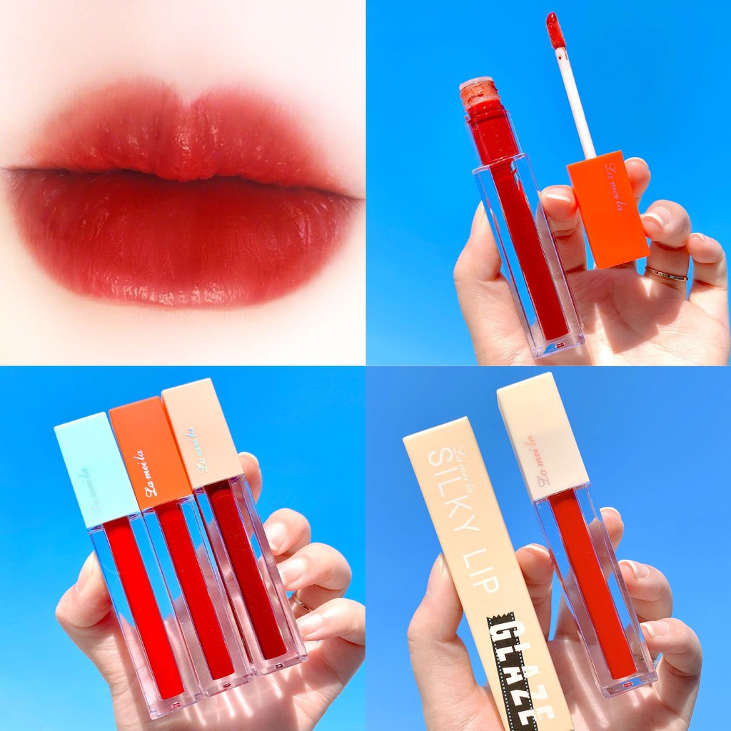 ราคาและรีวิวลิปเคลือบลิปสติก สีสวย ติดทน ลิปสติกแท้แบรนด์ 6 สีLong-lasting beautiful lipstick