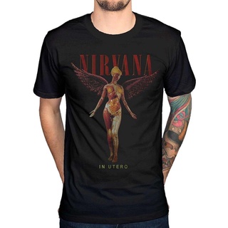 เสื้อยืดสีขาวเสื้อยืด ผ้าฝ้าย พิมพ์ลาย Awdip Nirvana In Utero Rock Alternative Kurt Cobain แฟชั่นสําหรับผู้ชายS-4XL