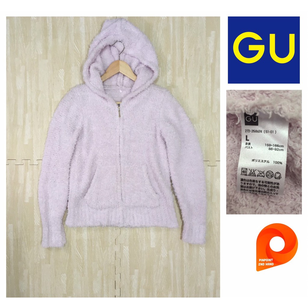 gu-เสื้อแจ็คเก็ตผ้าขนๆ-สีชมพูอ่อน-size-l-สภาพดี