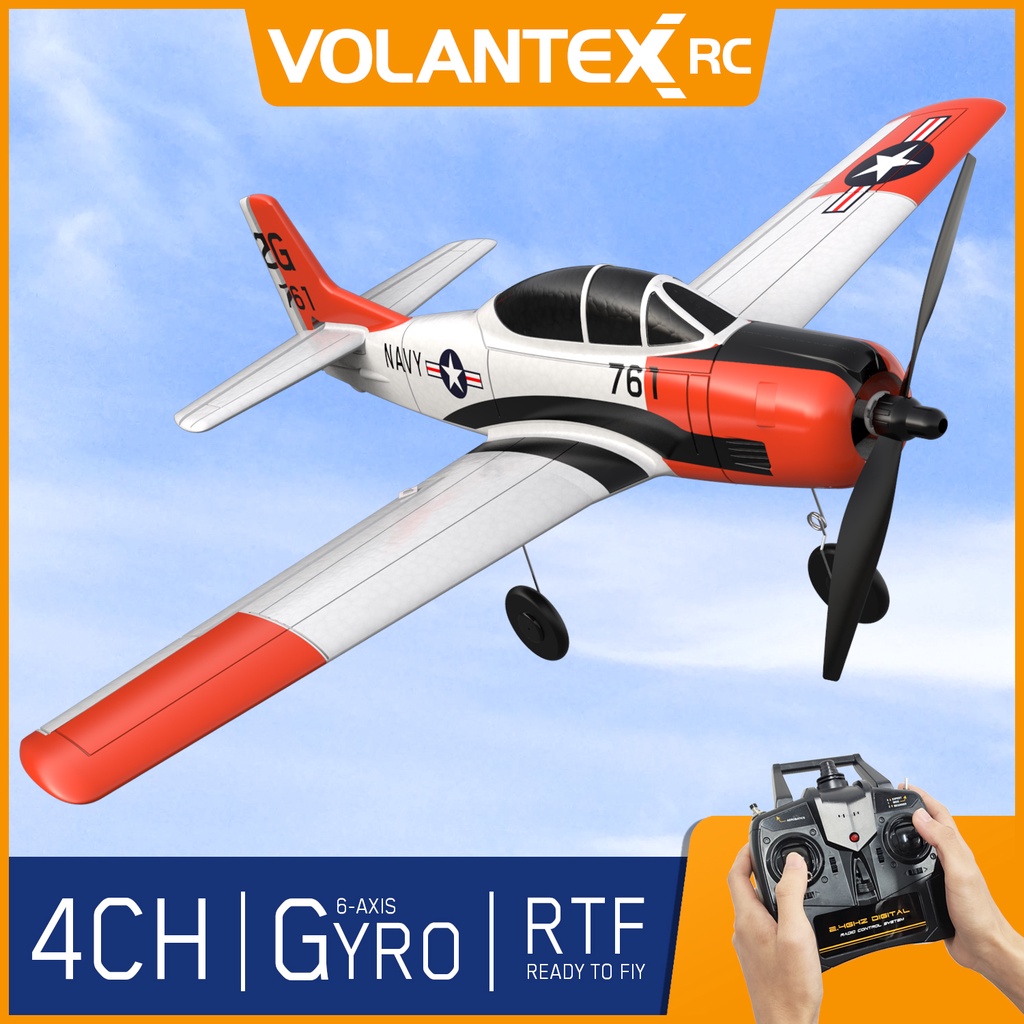 volantex-เครื่องบินบังคับวิทยุ-2-4ghz-4ch-aileron-t28-trojan-400มม-ปีกคงที่-epp-เครื่องบินโฟม-stabilization-system-onekey-aerobatic-pnp-rtf