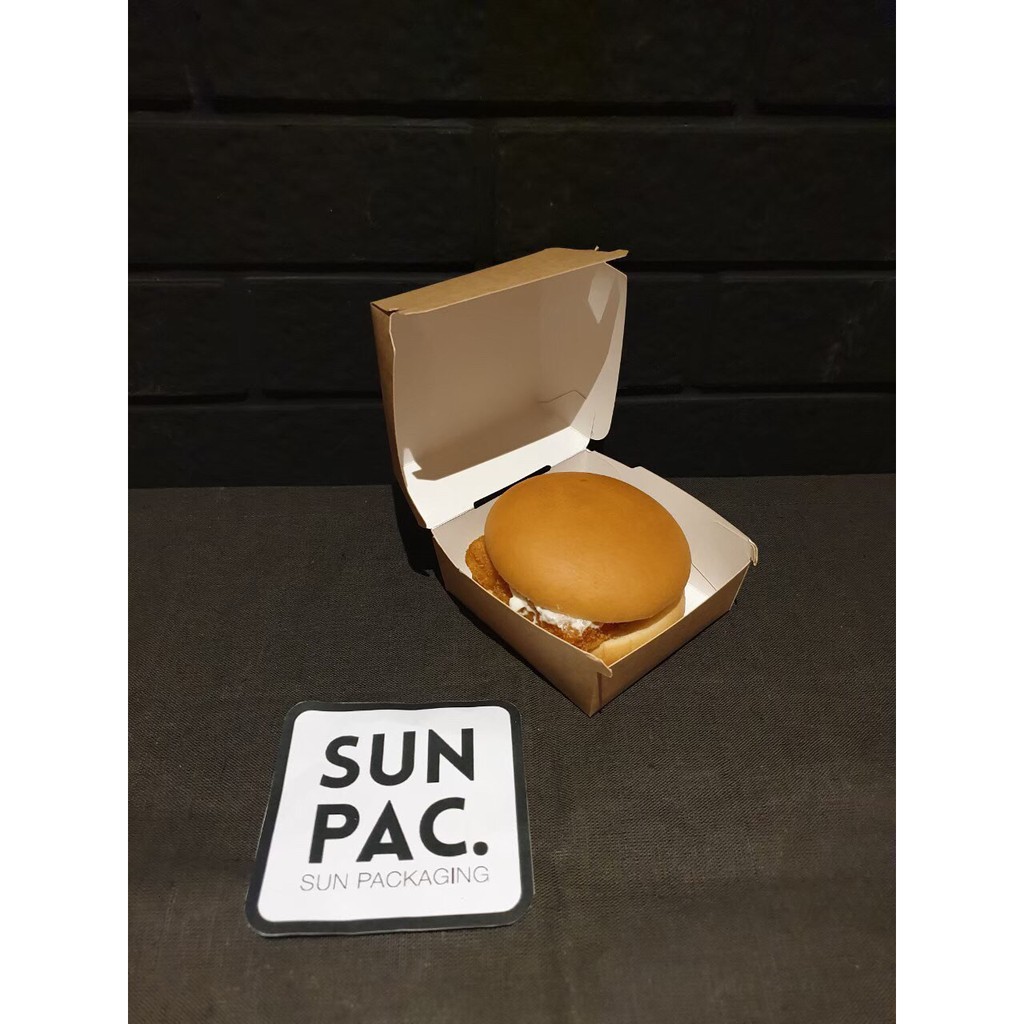 ภาพหน้าปกสินค้ากล่องเบอร์เกอร์สำเร็จรูป กล่องกระดาษใส่แฮมเบอร์เกอร์ (50ใบ)-food grade