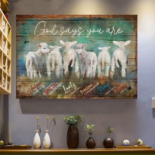 โปสเตอร์ผ้าใบ พิมพ์ลาย Baby Lambs God Says You Are สําหรับตกแต่งผนังบ้าน