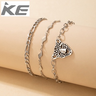 Exaggerated domineering leopard head anklet set geometric chain anklet three-piece set for gi