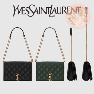 Shopee เครื่องใช้ในบ้าน ราคาถูก ของแท้ 100% 🎁 Yves Saint Laurent Brand New BECKY Square Quilted Lambskin Mini Chain Bag