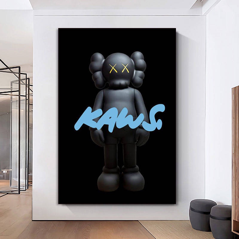 สติ๊กเกอร์ติดผนังโปสเตอร์-kaws-ระเบียงตกแต่งวาดภาพแบรนด์ที่อาศัยอยู่ห้องพักรูปแบบที่แขวนอยู่ที่ห้องโถงห้องภาพจิตรกร