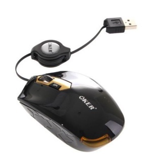 เมาส์ OKER MS-283 Optical Mouse- Black เก็บสายได้