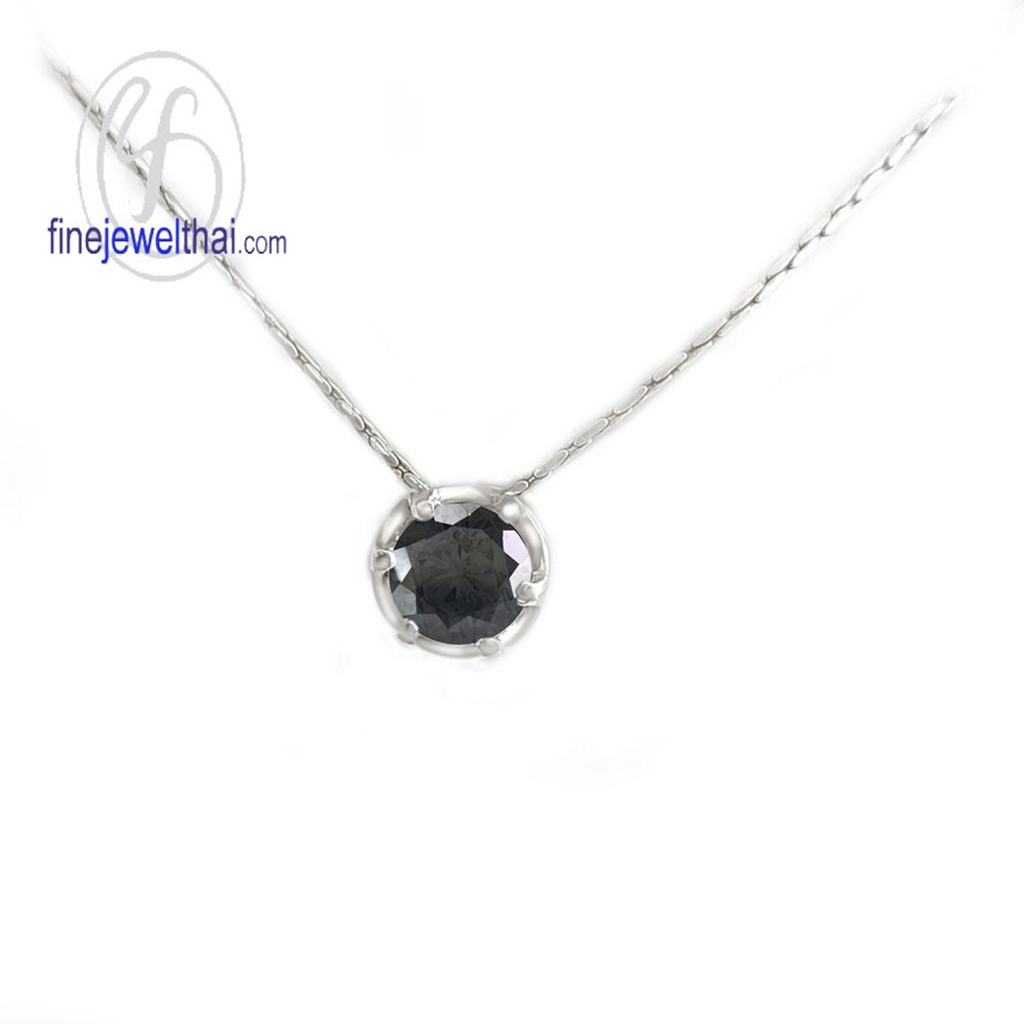 finejewelthai-จี้นิล-นิลแท้-จี้พลอย-black-spinel-onyx-silver-pendant-birthstone-p1056on02e