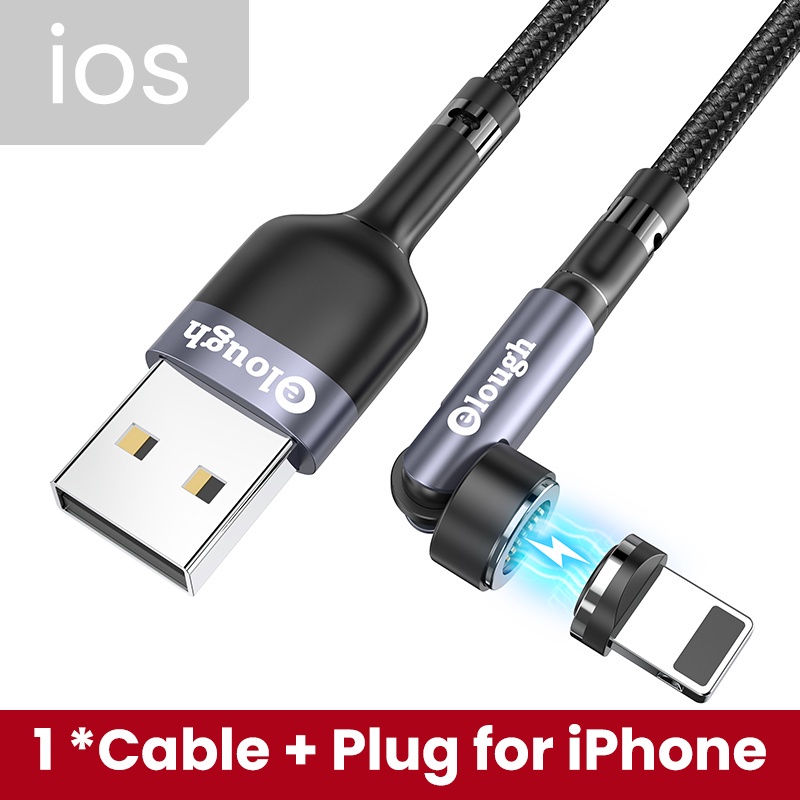 Elough 3A USB Type C IOS Micro สายชาร์จแม่เหล็ก หมุนได้ 540 องศา รองรับ ...
